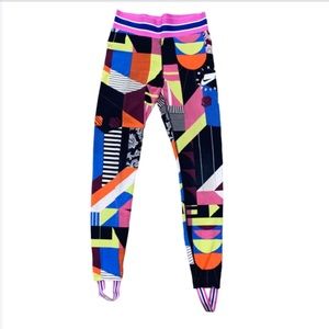 Nike Air Leggings Womens Small Retro Patchwork All Over Print Stirrup Sportswear